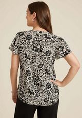 Atwood Floral Flutter Sleeve Blouse, BLACK COMBO, small