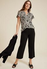 Atwood Floral Flutter Sleeve Blouse, BLACK COMBO, small