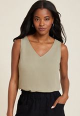 V Neck Tank OliveFog, C425, small