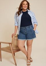 Plus Size m jeans by maurices&trade; Dark High Rise Soft 5in Short, DARK SANDBLAST, small