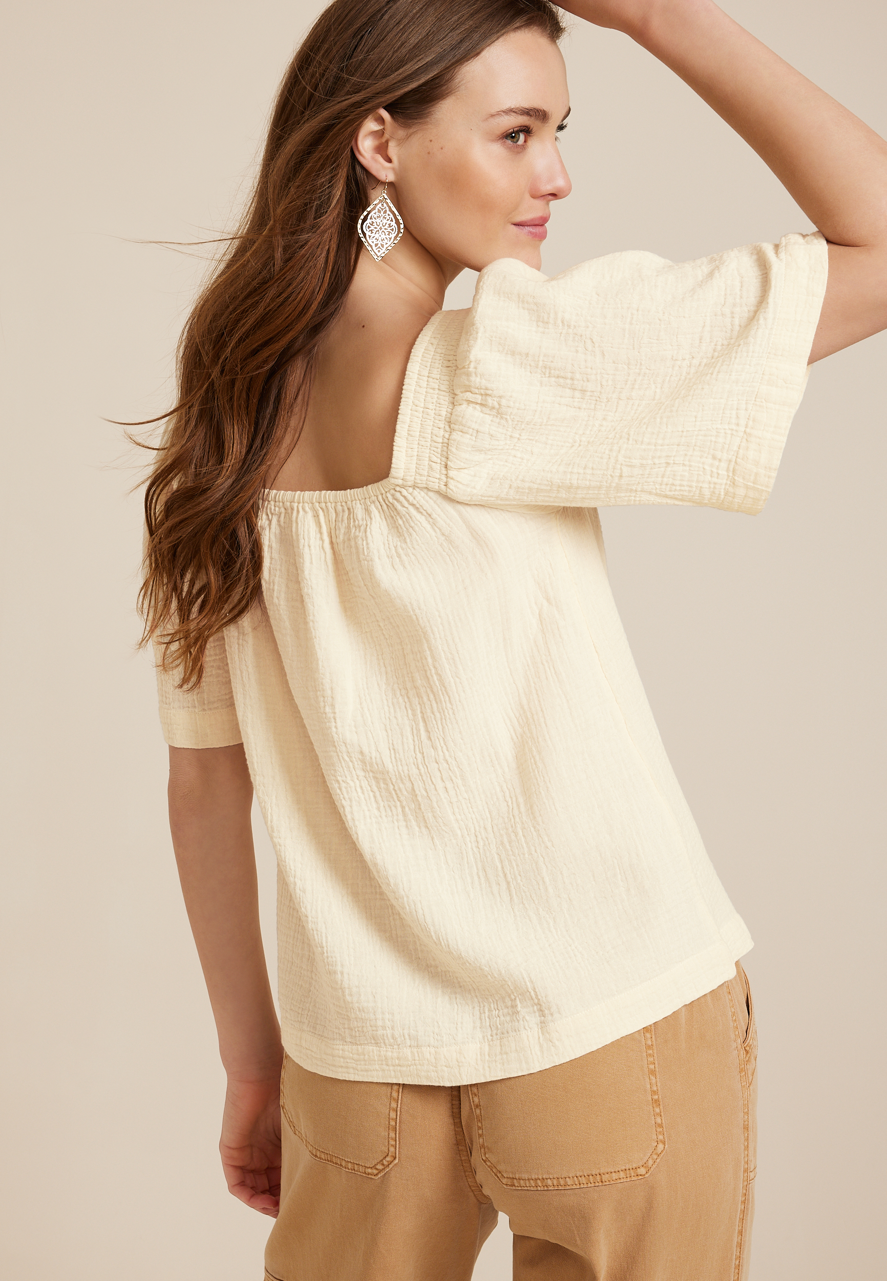 Double Cloth Bell Sleeve Blouse, C4681, large