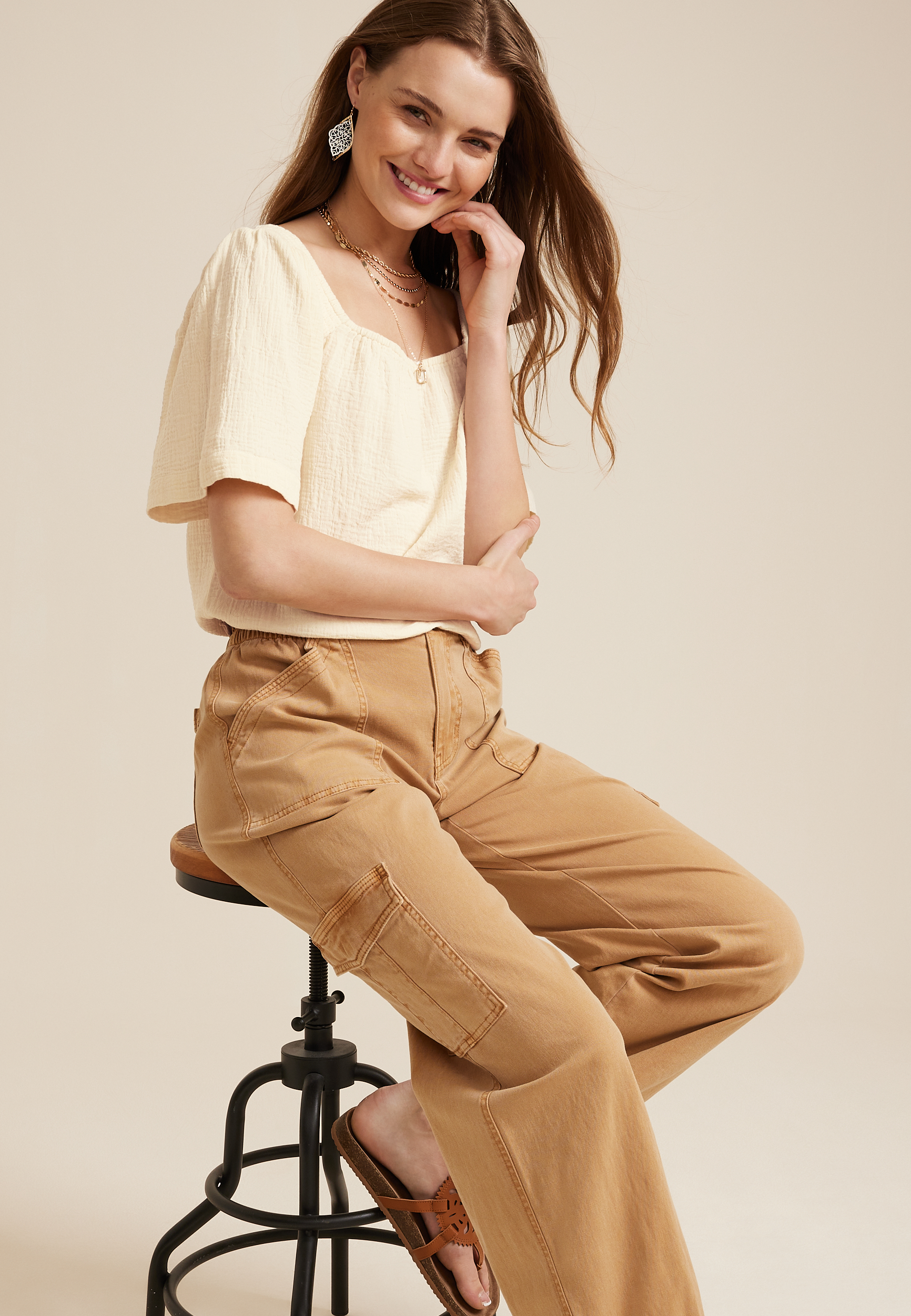 Double Cloth Bell Sleeve Blouse, C4681, large