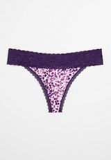 Simply Comfy Wide Lace Trim Cotton Thong Panty, C9723, small