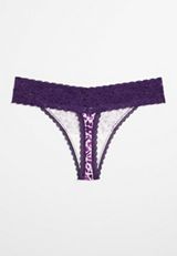 Simply Comfy Wide Lace Trim Cotton Thong Panty, C9723, small