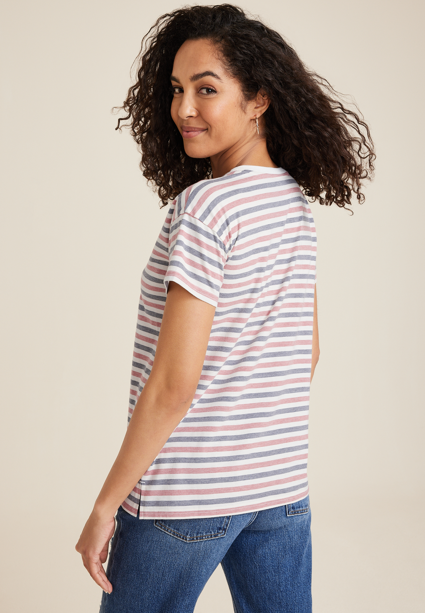 24/7 Dawson Striped Crew Neck Tee, C1524, large
