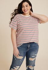 Plus Size 24/7 Dawson Striped Crew Neck Tee, C1524, small