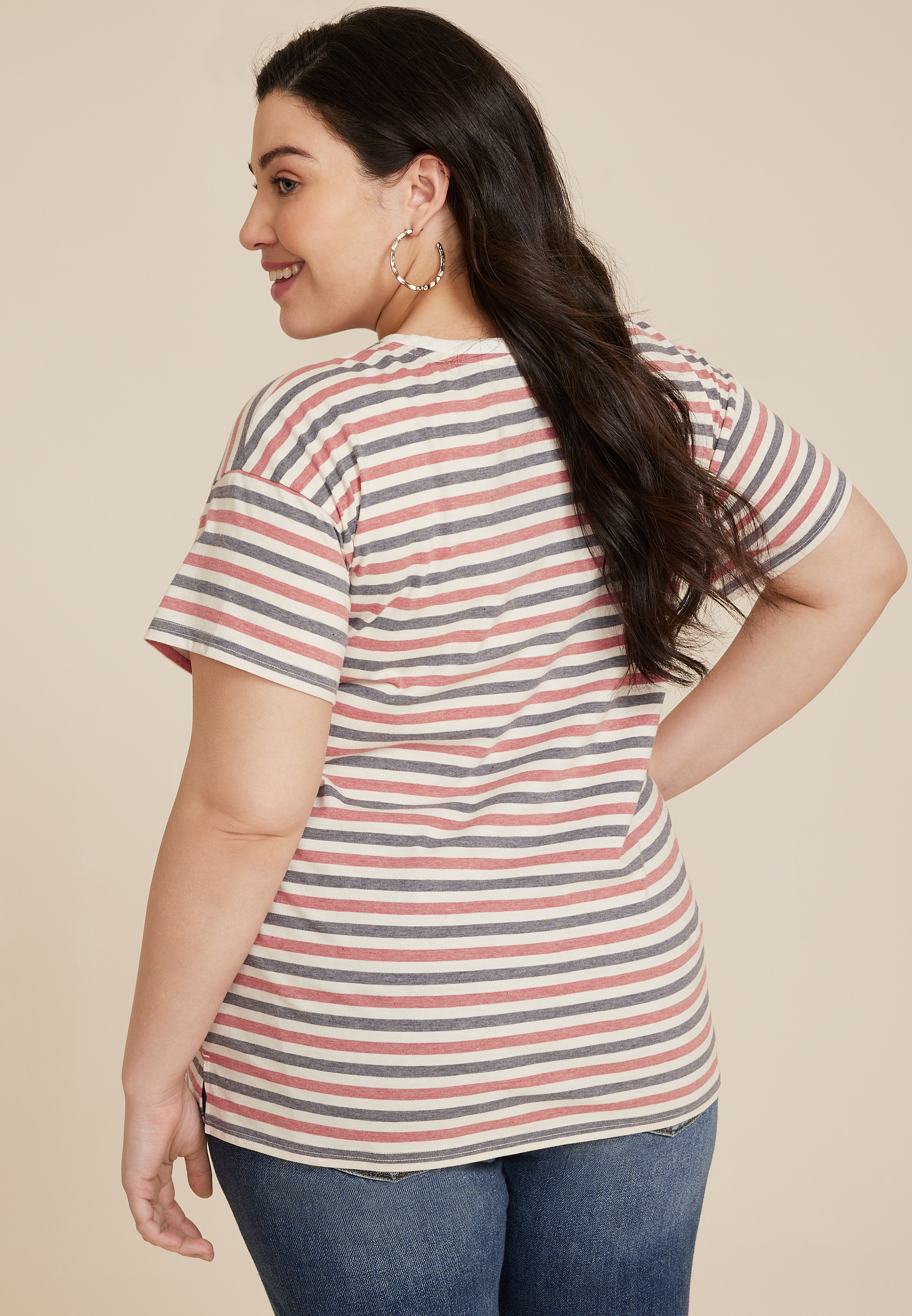 Plus Size 24/7 Dawson Striped Crew Neck Tee, C1524, large