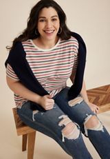 Plus Size 24/7 Dawson Striped Crew Neck Tee, C1524, small