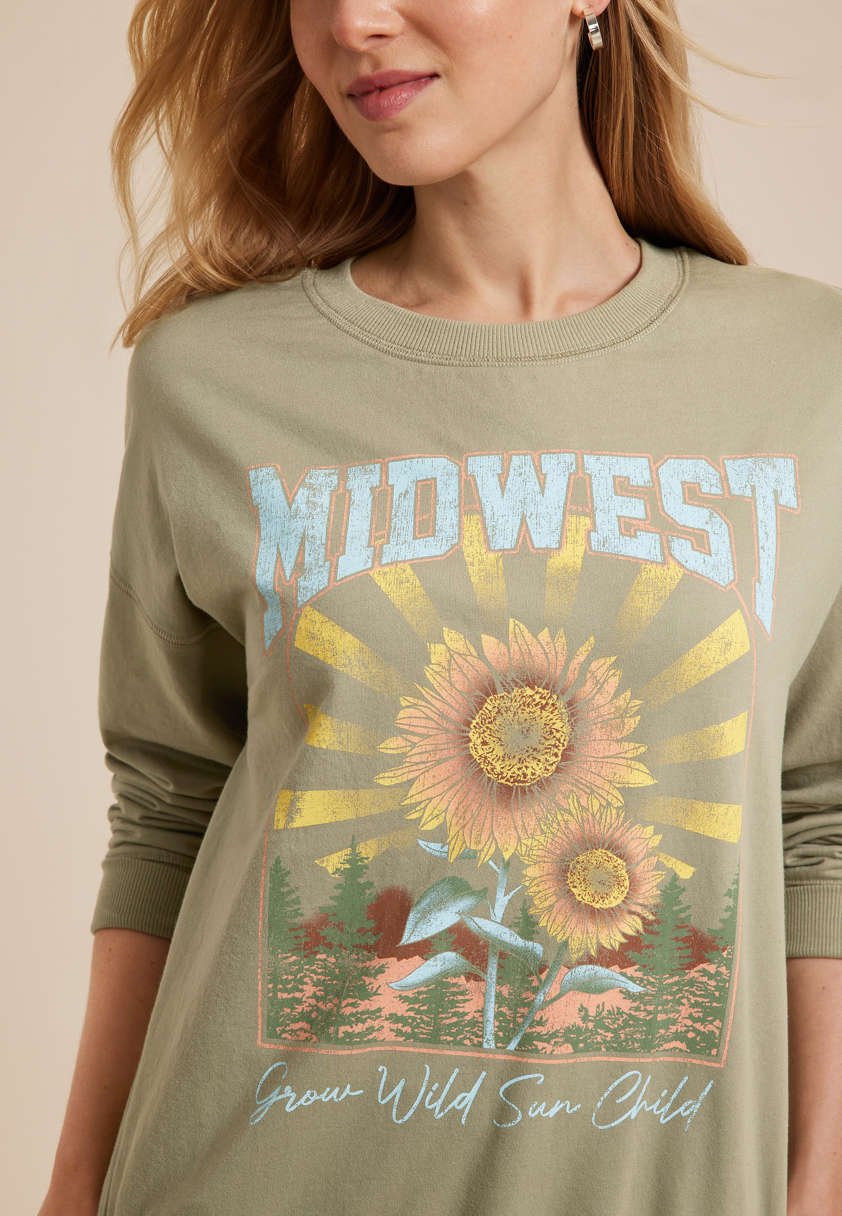 Midwest Grow Wild Sun Child Relaxed Fit Sweatshirt, C2199, large
