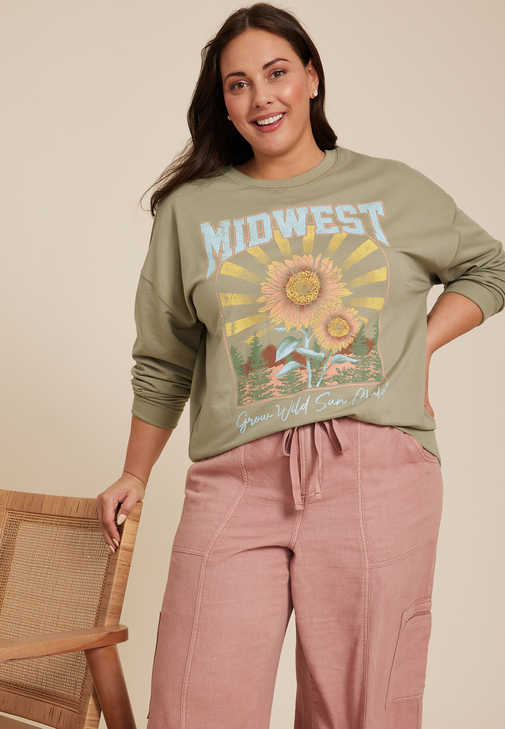 Plus Midwest Grow Wild Sun Child Sweatshirt