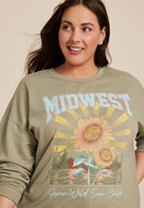 Plus Size Midwest Grow Wild Sun Child Relaxed Fit Sweatshirt, C2199, small