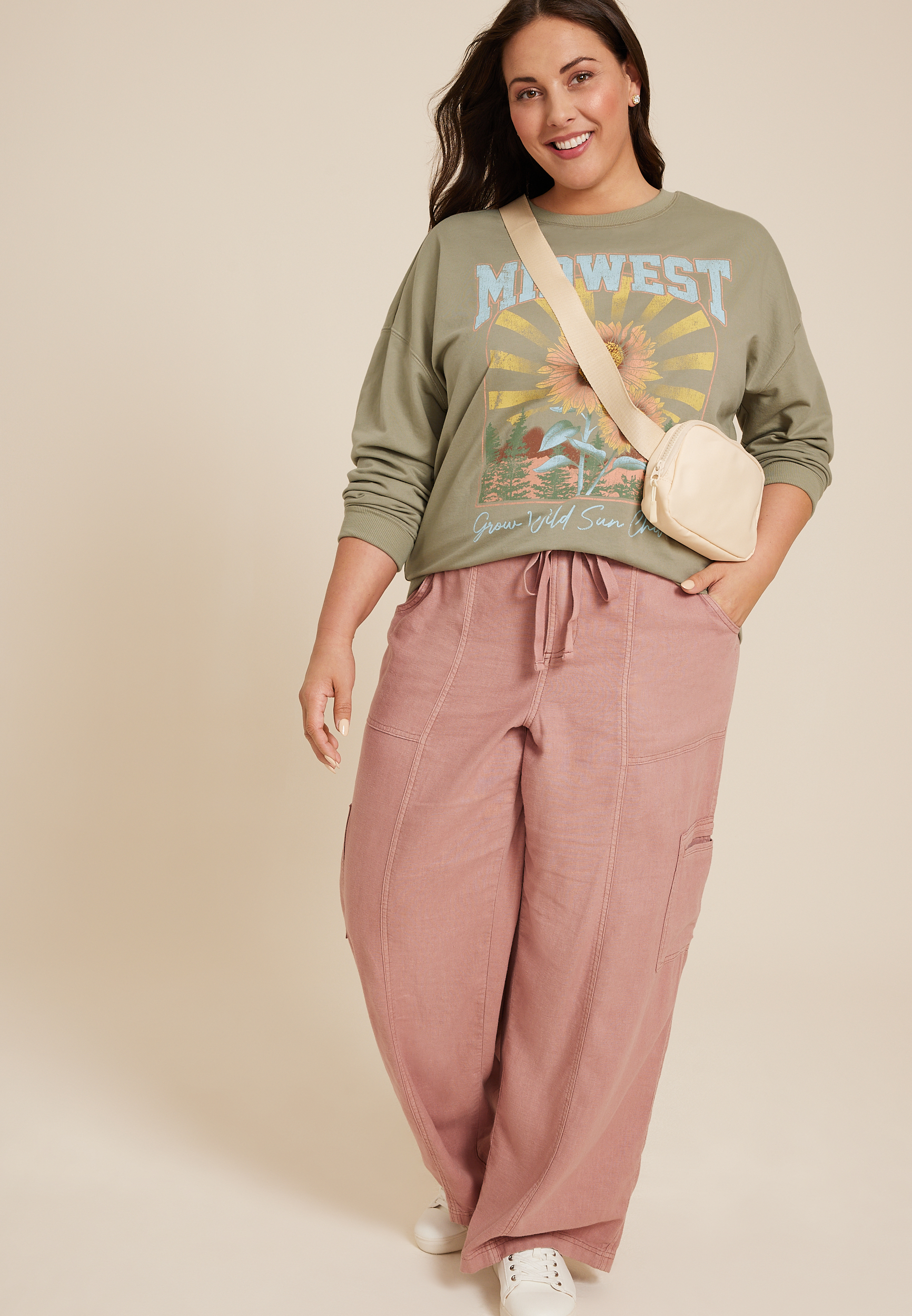 Plus Size Midwest Grow Wild Sun Child Relaxed Fit Sweatshirt, C2199, large