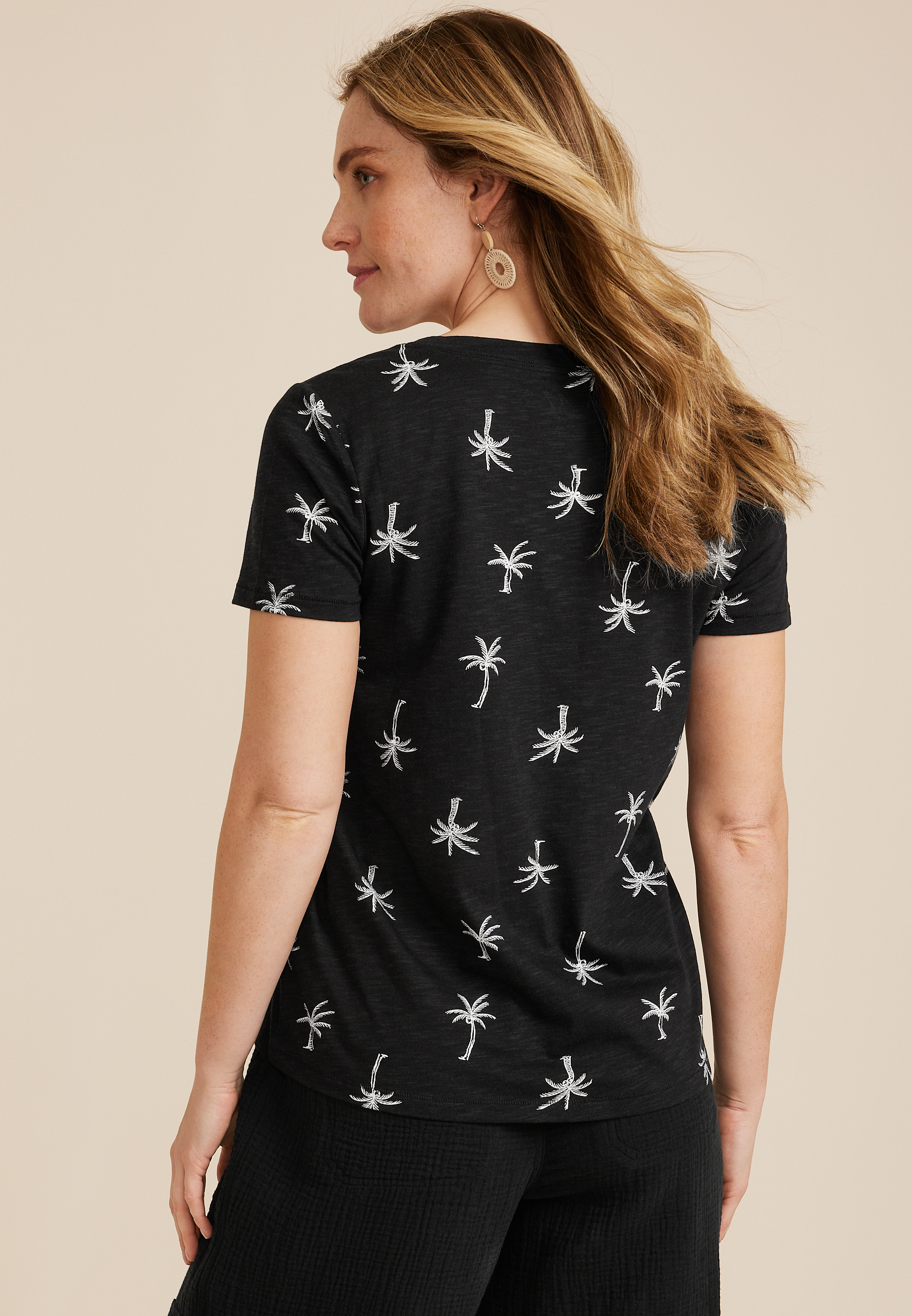 24/7 Dawson Palm Tree V Neck Tee, C1756, large