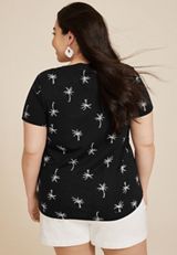 Plus Size 24/7 Dawson Palm Tree V Neck Tee, C1756, small