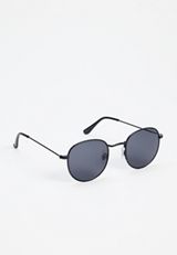 Black Metal Round Sunglasses, C106, small