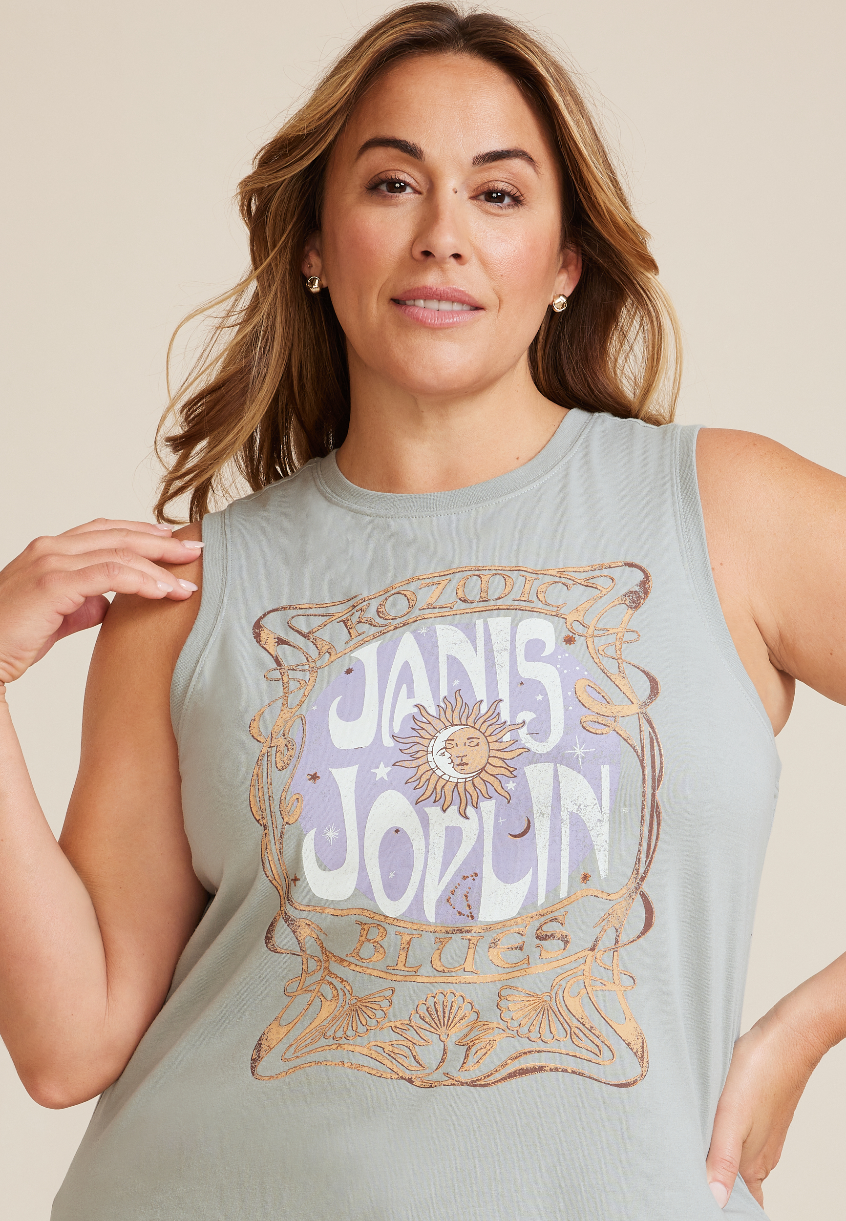 Plus Size Janis Joplin Classic Fit Graphic Tank, C4724, large