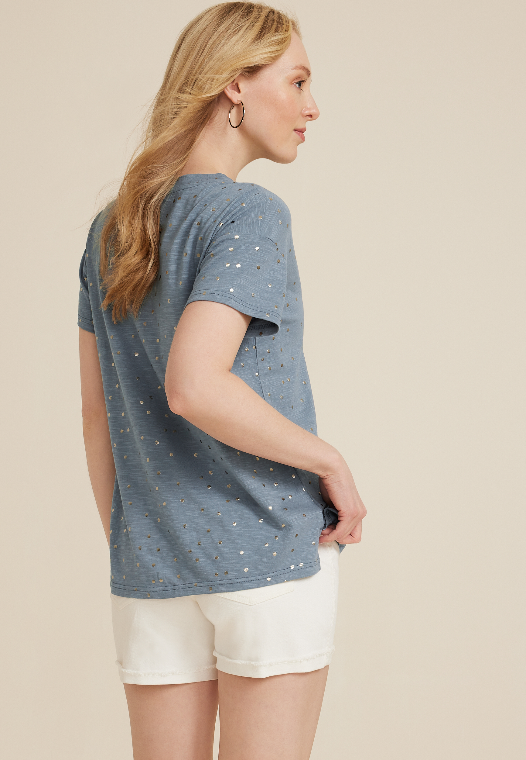 24/7 Dawson Polka Dot Crew Neck Tee, C1769, large
