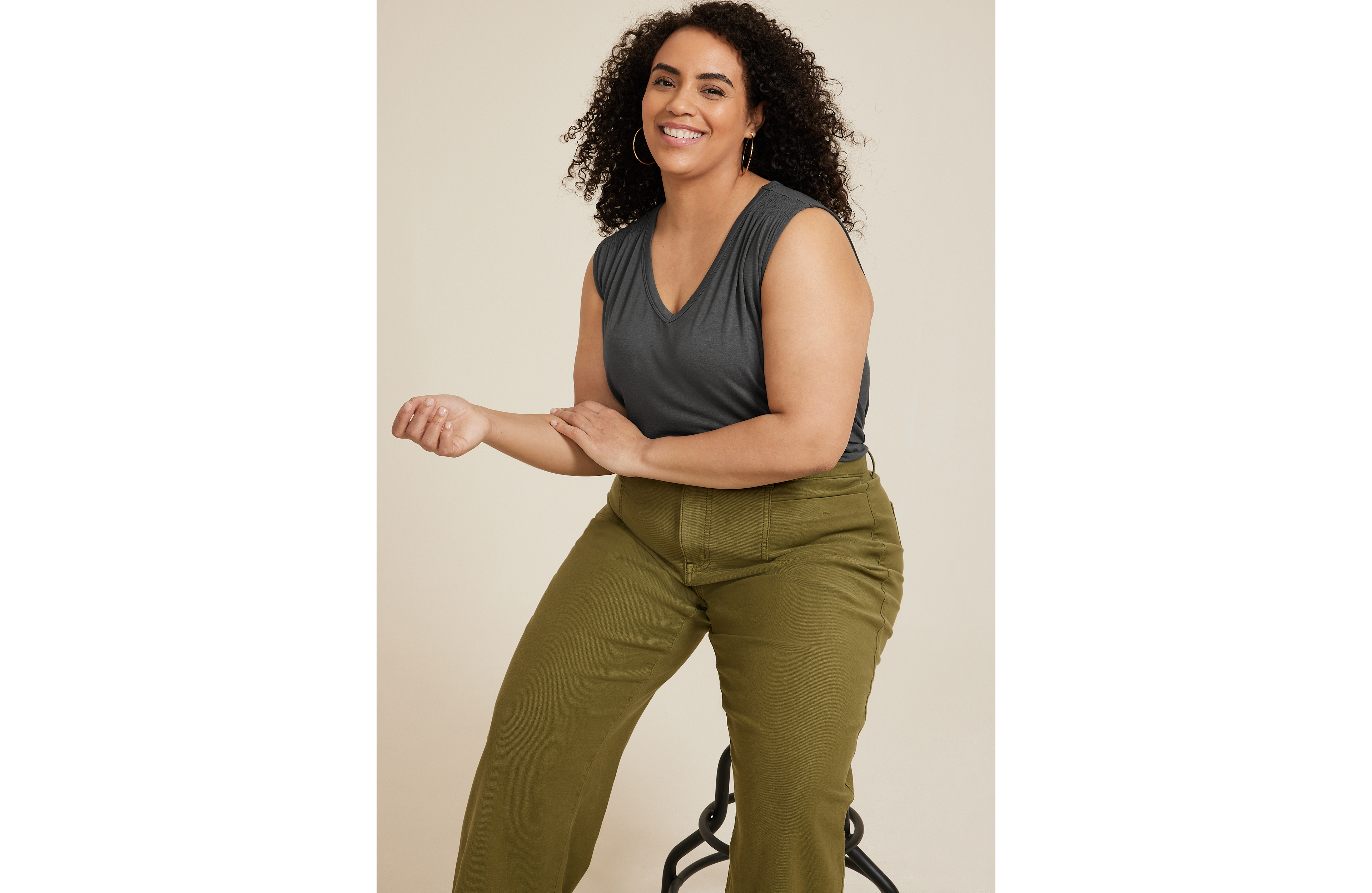 Plus 24/7 Smocked Shoulder Tank Top
