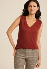 24/7 Smocked Shoulder Tank Top, C2921, small