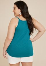 Plus Size 24/7 Mara Floral High Neck Tank Top, C9695, small