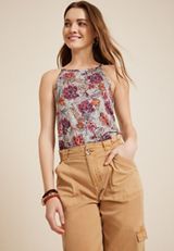 24/7 Mara Floral High Neck Tank Top, MULTI, small