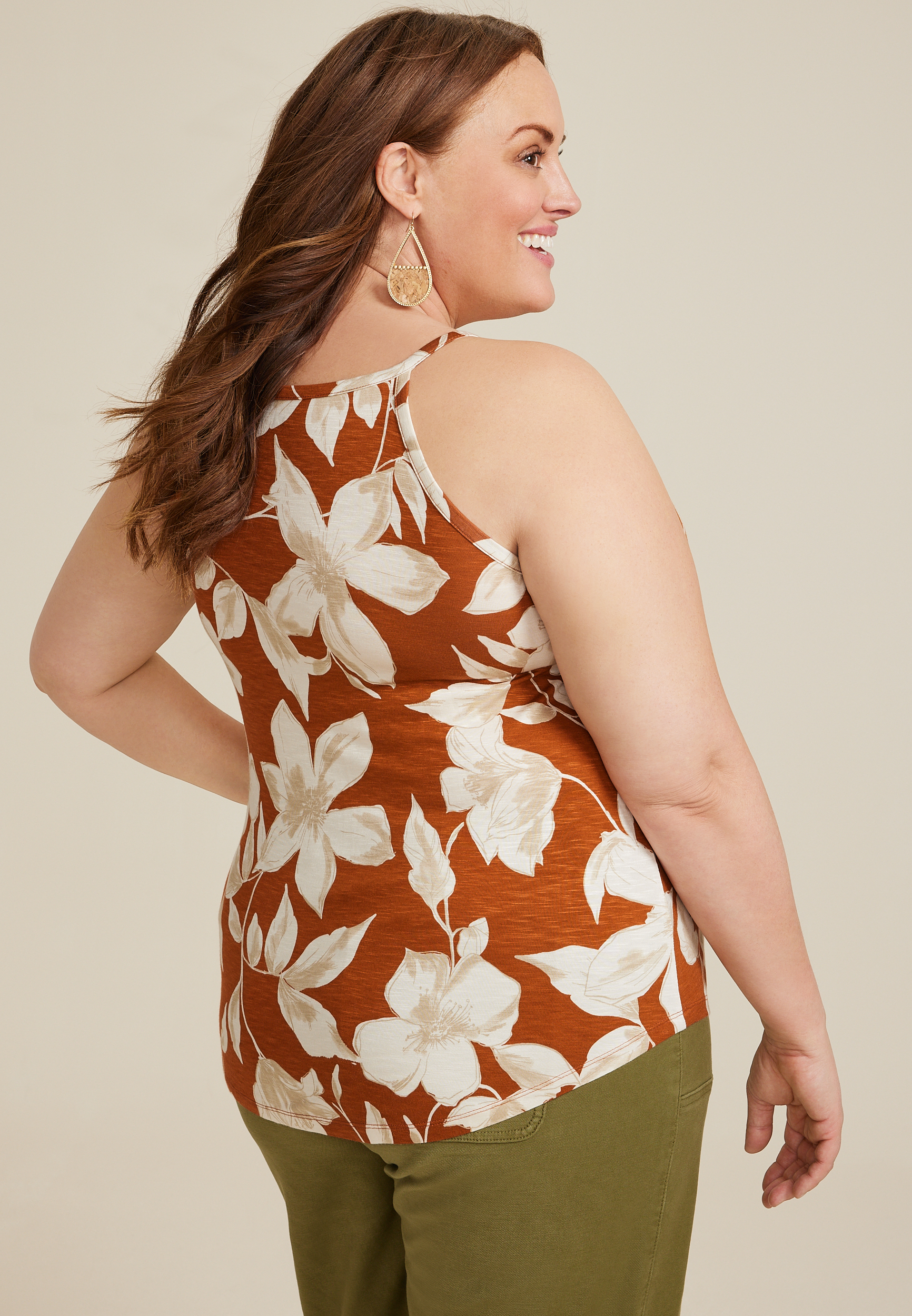 Plus Size 24/7 Mara Floral High Neck Tank Top, C9700, large
