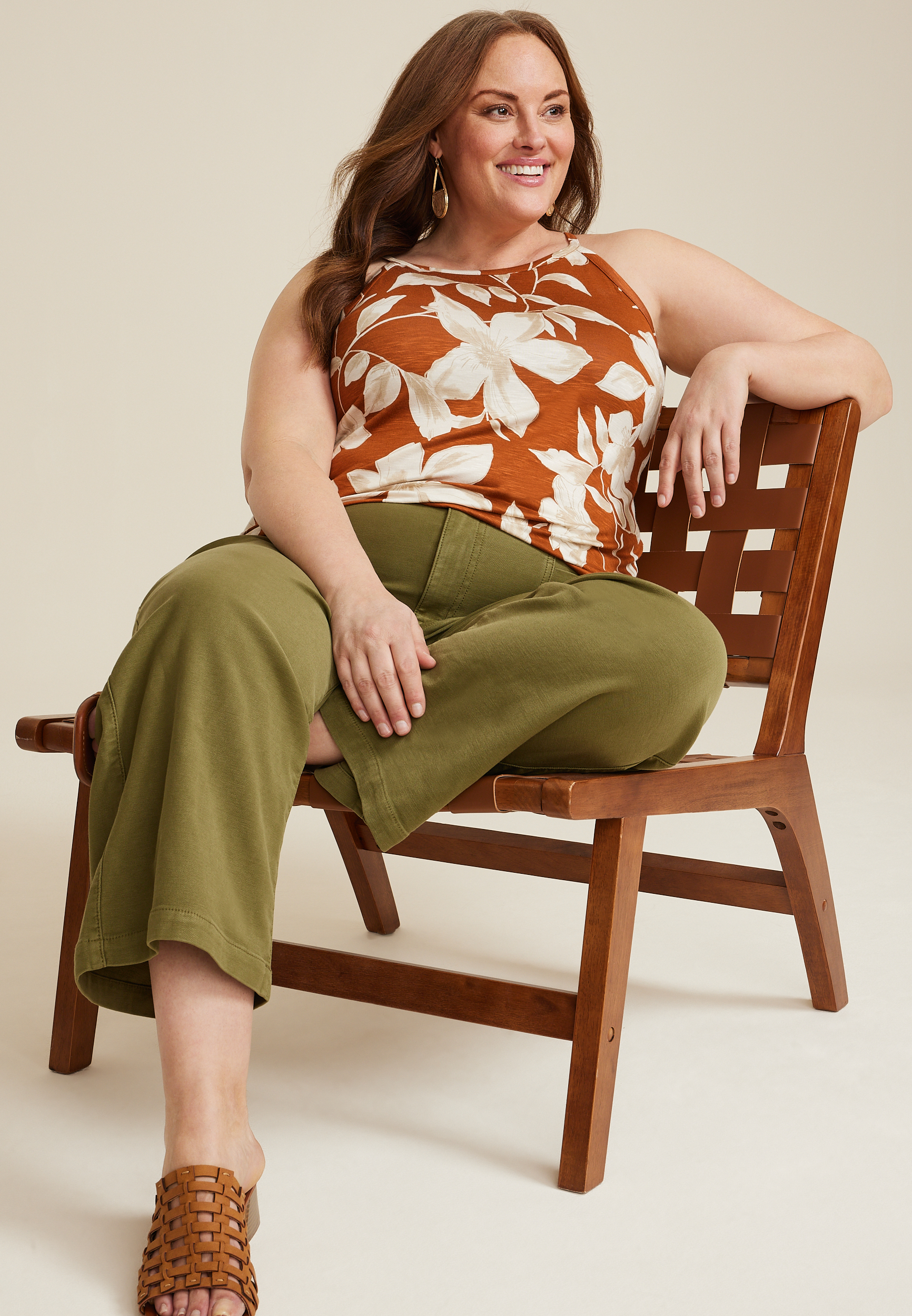 Plus Size 24/7 Mara Floral High Neck Tank Top, C9700, large