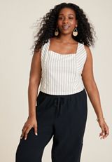 Plus Size Striped Corset Tank Top, C2380, small