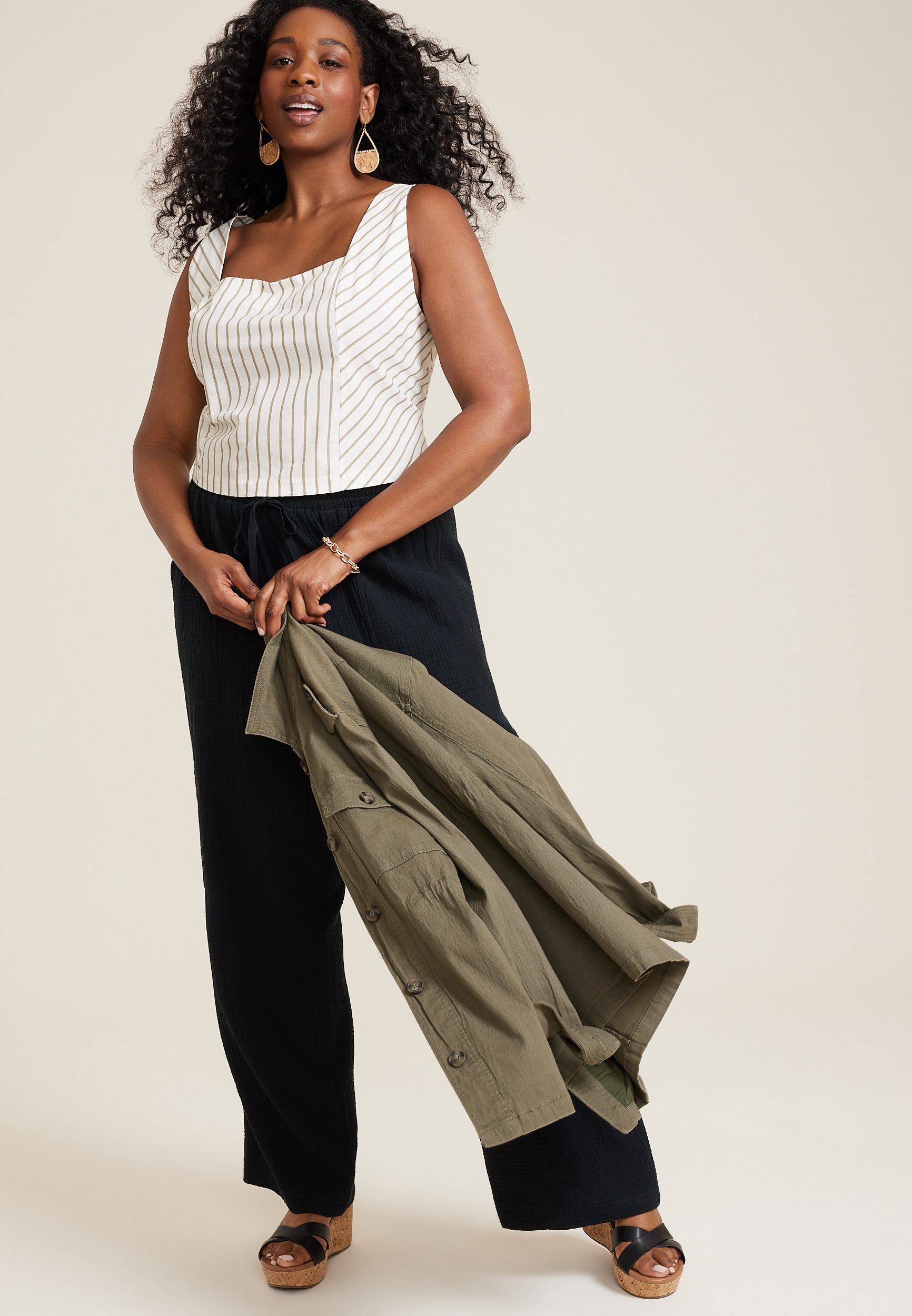 Plus Size Striped Corset Tank Top, C2380, large