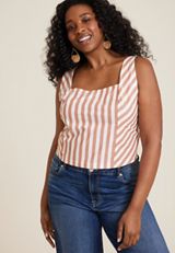 Plus Size Striped Corset Tank Top, C2380, small