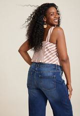 Plus Size Striped Corset Tank Top, C2380, small