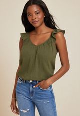 Double Cloth Flutter Strap Tank Top, C6522, small