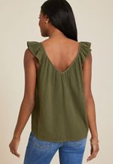 Double Cloth Flutter Strap Tank Top, C6522, small