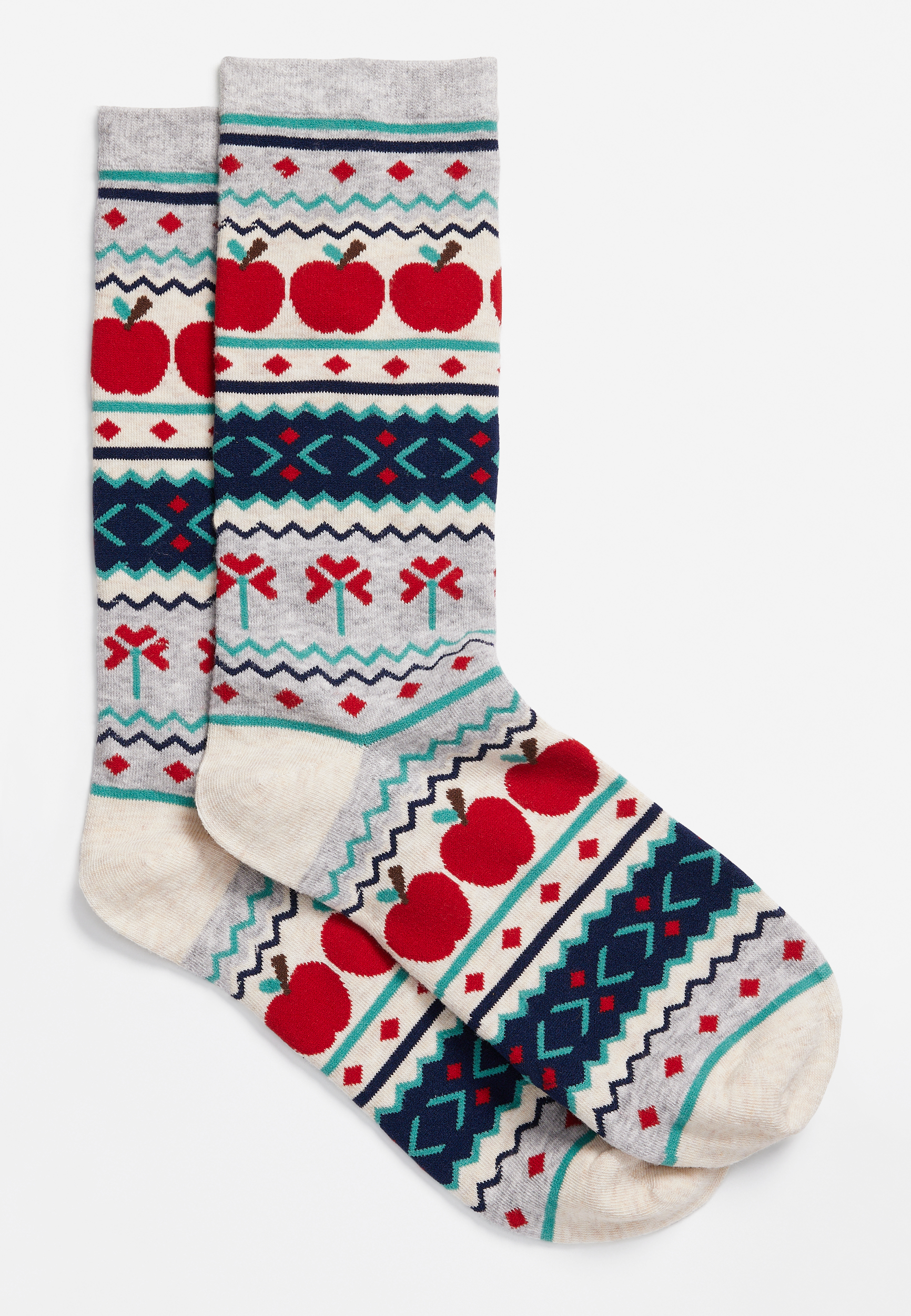 Fair Isle Apple Crew Socks