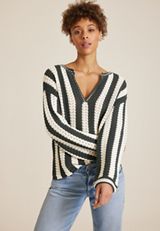 Vertical Stripe V Neck Pullover, C3986, small