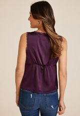 Satin Front Tie Tank Top, C418, small