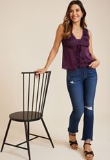 Satin Front Tie Tank Top, C418, small