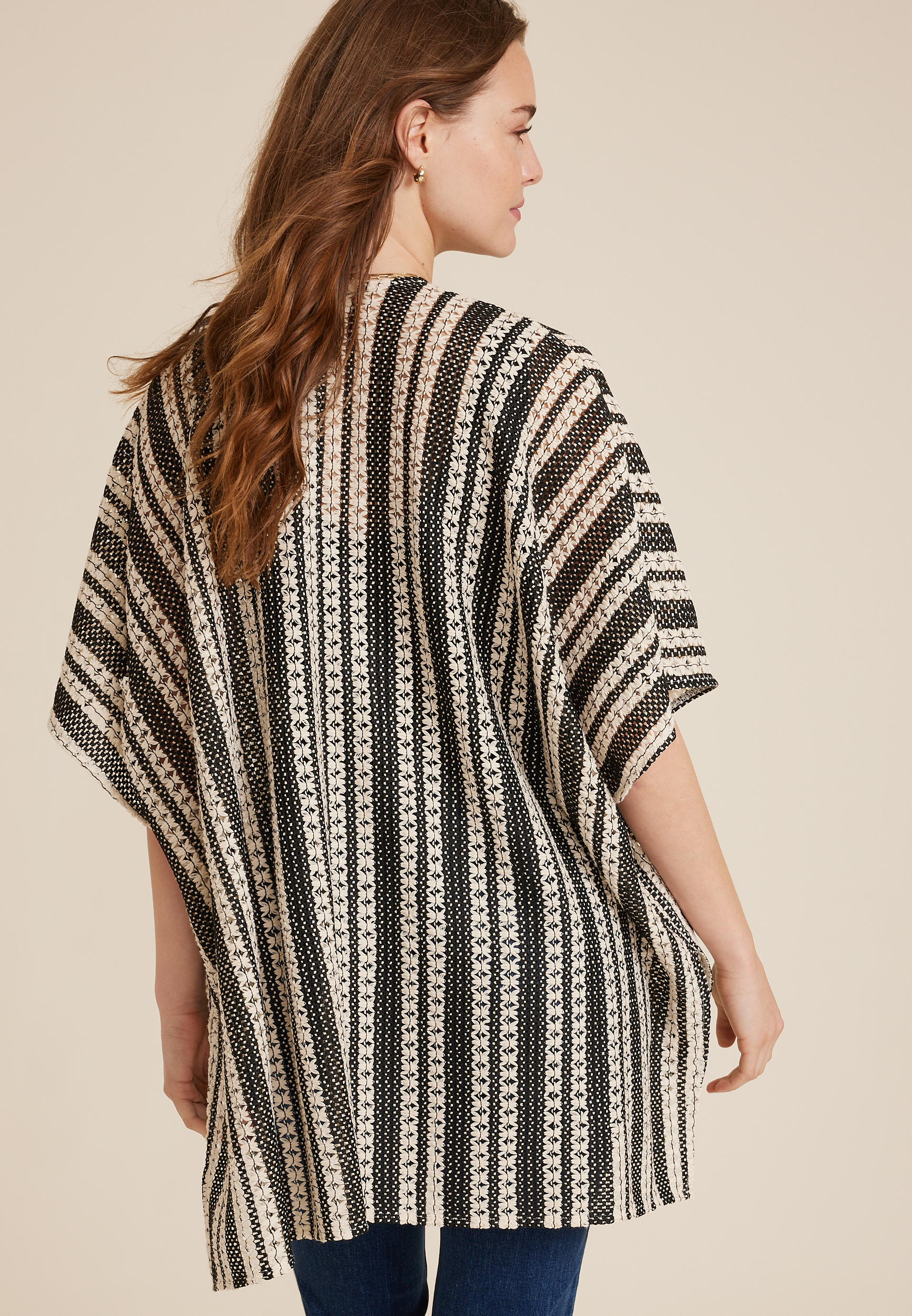 Striped Crochet Kimono, C1756, large