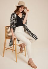 Floral Border Kimono, BLACK COMBO, small