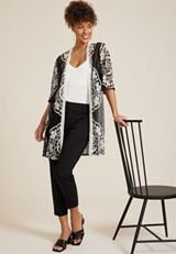 Black And White Mesh Embroidered Kimono, C1756, small