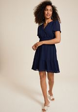 Textured Notch Neck Mini Dress, C1919, small