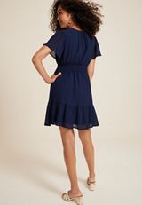 Textured Notch Neck Mini Dress, C1919, small