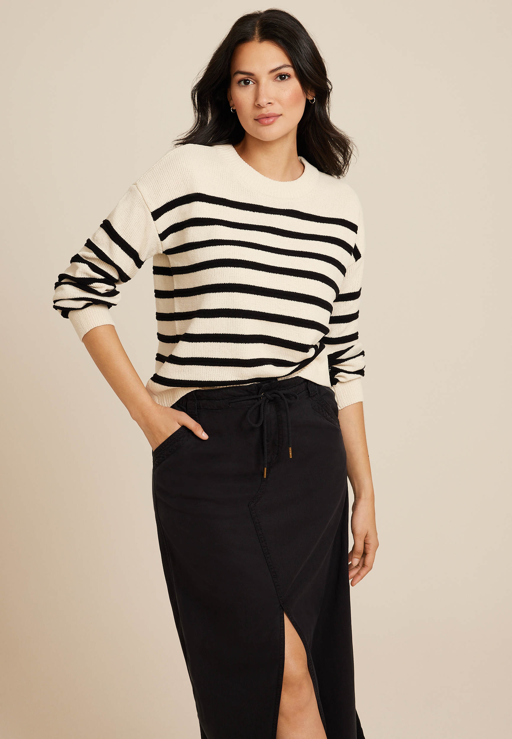 Soft Chenille Striped Sweater