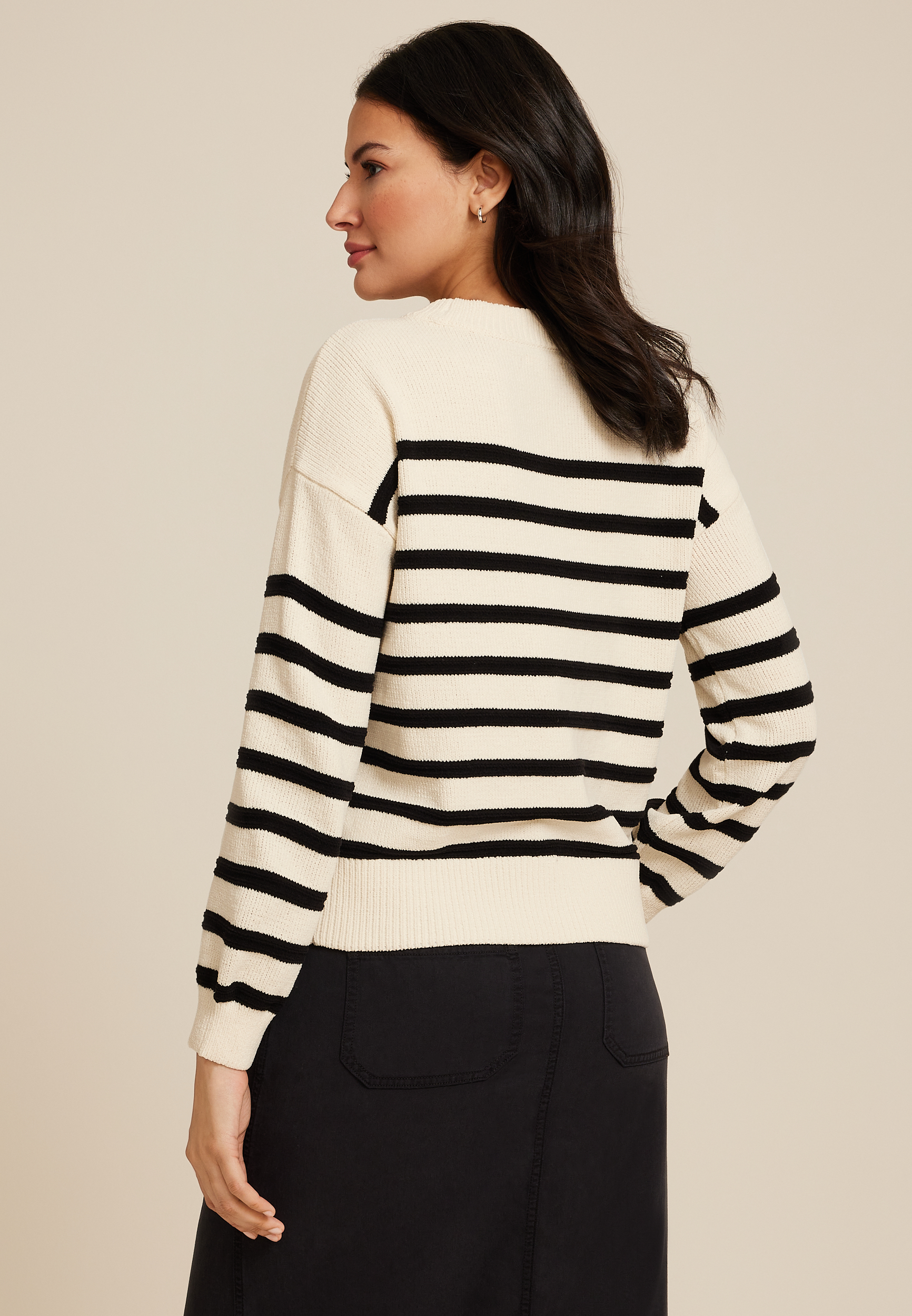 Soft Chenille Striped Sweater, C3986, large