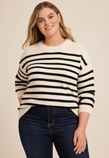 Plus Size Soft Chenille Striped Sweater, C3986, small
