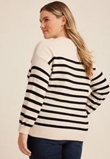 Plus Size Soft Chenille Striped Sweater, C3986, small