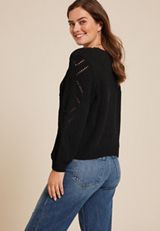 Soft Chenille Pointelle Pattern Sweater, C106, small