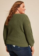 Plus Size Soft Chenille Pointelle Pattern Sweater, C6522, small