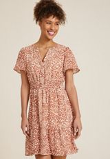 Animal Notch Neck Mini Dress, C3368, small