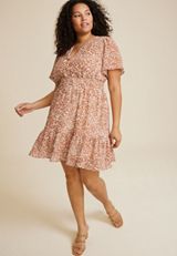Plus Size Animal Notch Neck Mini Dress, C3368, small